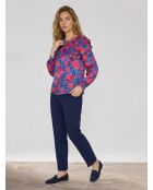 Satinbluse Lexa rosa/blau