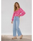 Kurzes Top mit lila/roten Blumen