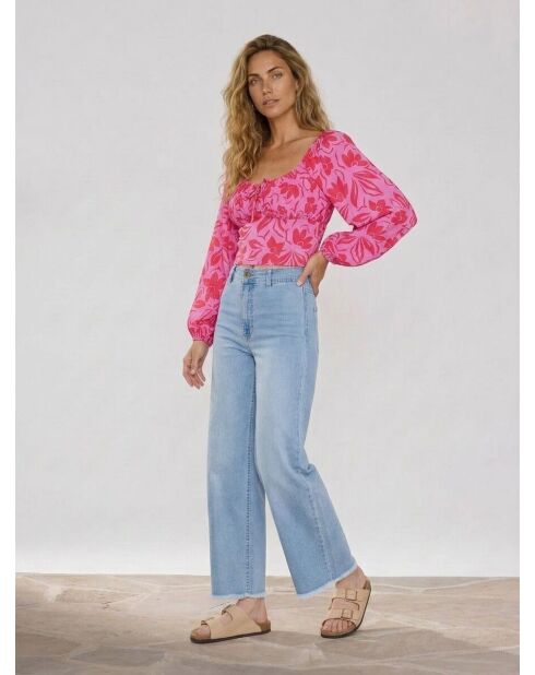 Kurzes Top mit lila/roten Blumen