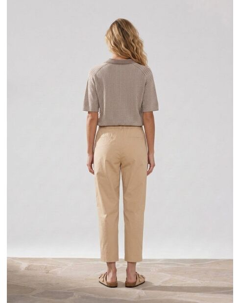 Brasilienbluse mit khaki/beigen Streifen