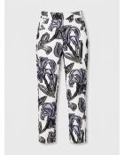 Pantalon Cléa à motifs blanc/lavande/noir