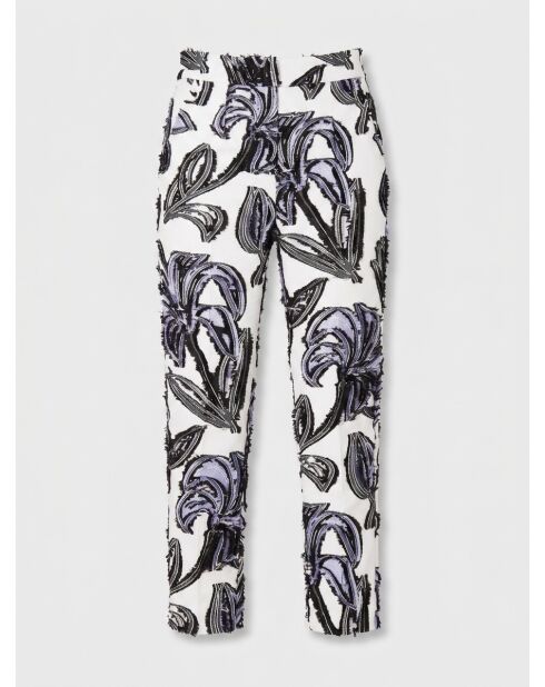 Pantaloni Cléa con motivi bianco/lavanda/nero