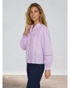 Bluse aus 100% Bio-Baumwolle mit hellvioletter Stickerei