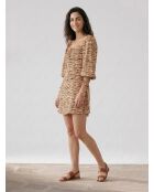 Beige/braunes Minikleid Ira mit Tierdruck