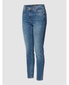 Mittelblaue Skinny-Jeans mit hoher Taille