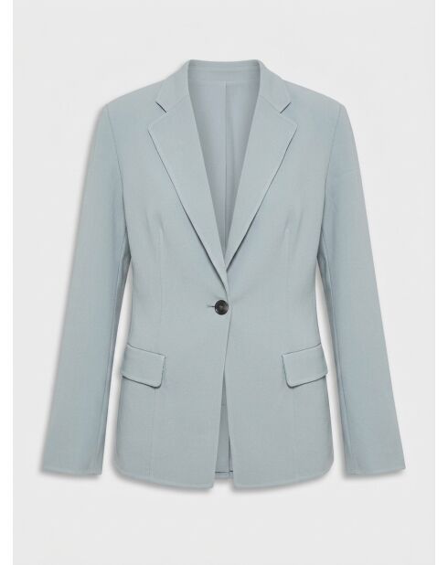 Jas van wolmix met blauw/grijze luxe knoop