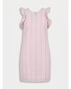 Rosa/weiß gestreiftes gerades kurzes Kleid