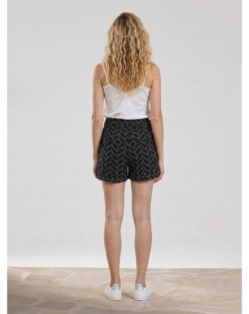 Soepele shorts met zigzagprint in zwart/wit