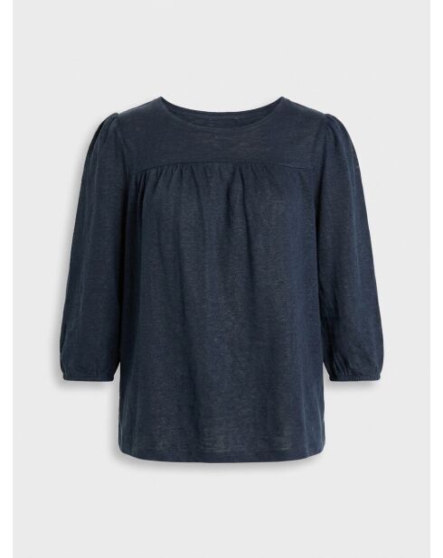 Riko marineblauw T-shirt van 100% linnen