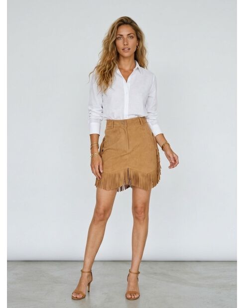 Bonita falda de piel aterciopelada beige