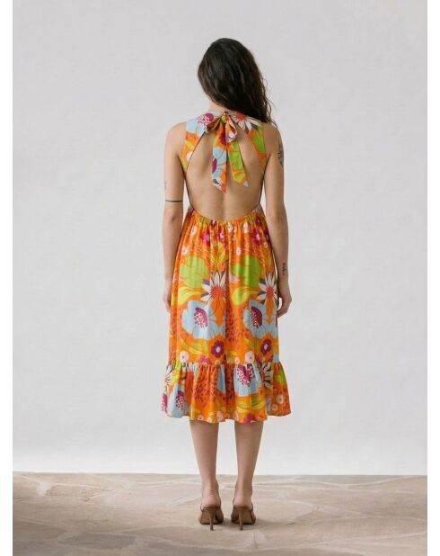 Mexico-orangefarbenes Neckholderkleid