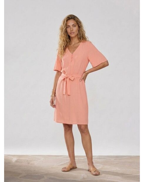 Rosafarbenes bedrucktes Midikleid Cathy