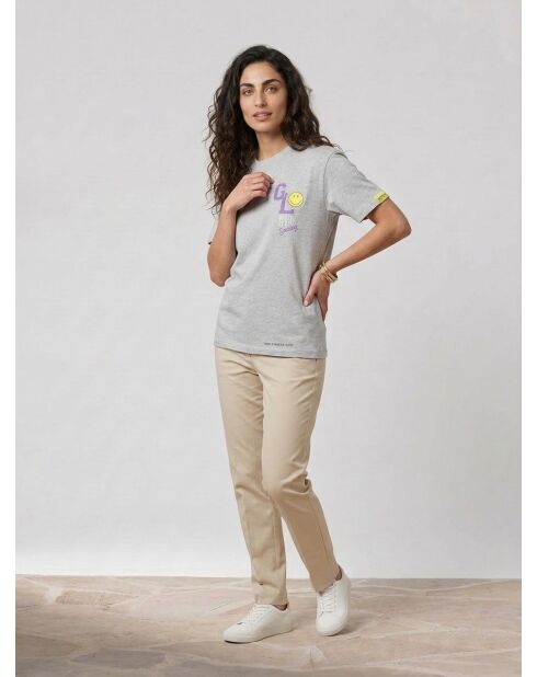Smiley Grey Heather T-shirt van biologisch katoen