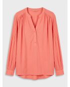 Blouse fluide manches longues rose saumon