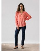 Blouse fluide manches longues rose saumon