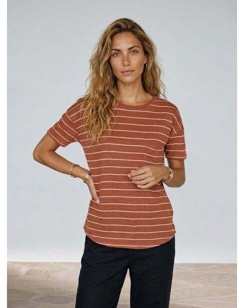 T-Shirt 100% Lin Cinthia marron