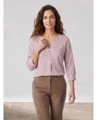 Weiße/mehrfarbige geometrisch bedruckte Bluse