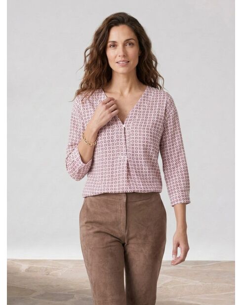 Blusa con stampa geometrica bianca/multicolor