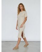 Beiges Kleid Nanou aus Leinen und Baumwolle