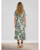 Langes Rollkleid aus 100% Leinen in Khaki/Braun