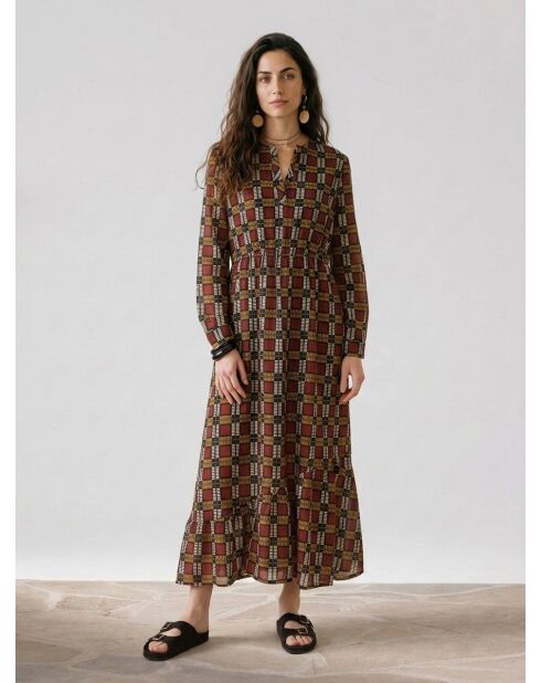 Burgunderfarbenes Kleid Marcia aus Seidenmix