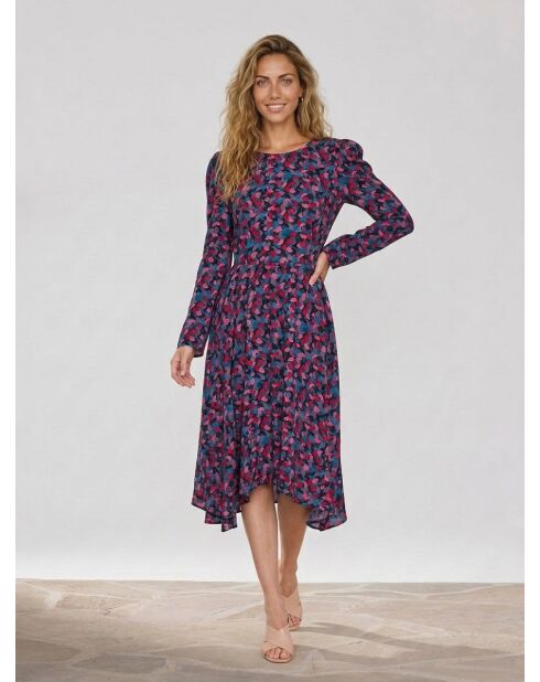 Schnürkleid mit mehrfarbigem Aufdruck