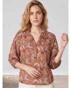Blouse Kasta Vl imprimée marron/rouge