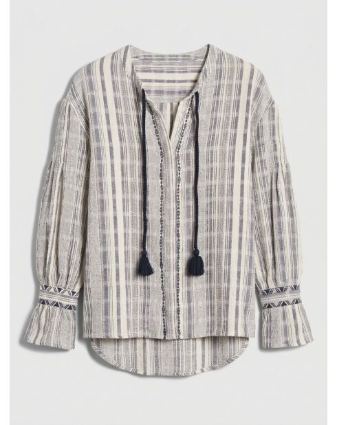 Luisa blauw overhemd met print