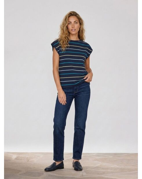 T-Shirt en Coton Fidela à rayures bleu marine