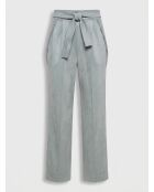 Pantalon texturé en Velours ceinture à nouer bleu/gris