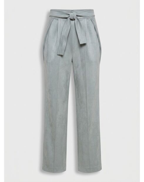 Fluwelen broek met textuur blauw/grijze strikceintuur