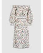 Schulterfreie Liberty-Bluse mit mehrfarbigem Aufdruck