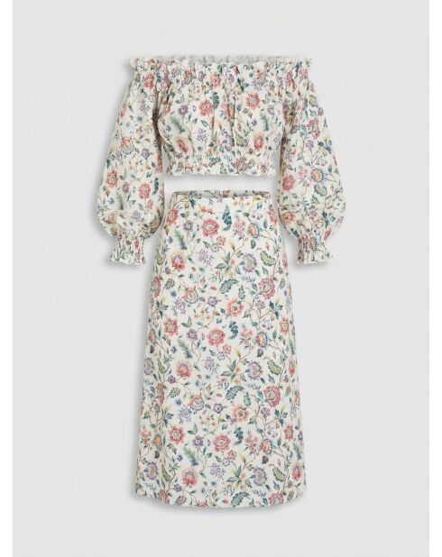 Blusa Liberty con spalle scoperte e stampa multicolor