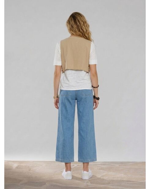 Gilet beige in paillettes con nappine