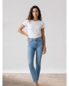 721 Mittelblaue Skinny-Jeans mit hohem Bund