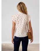 Antoine witte hemdblouse met bloemenprint en lavallierkraag