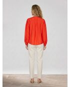 Rote Plissee-Bluse Gado