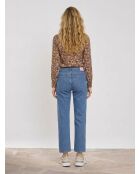 Himmelblaue Jeans in Rohblau mit normaler Passform und hoher Taille