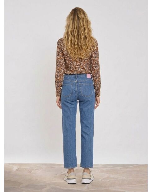 Himmelblaue Jeans in Rohblau mit normaler Passform und hoher Taille