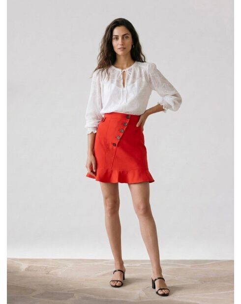 Geborduurde blouse van Laure in gebroken witte ton sur ton