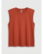 T-shirt con spalline in cotone biologico arancione mattone