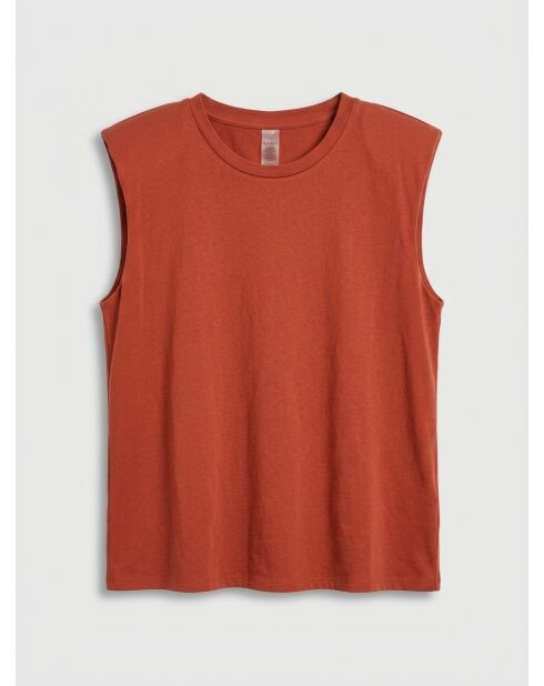 Camiseta con hombrera de algodón orgánico naranja ladrillo