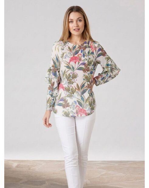 Blusa Goelette bianca con stampa vegetale