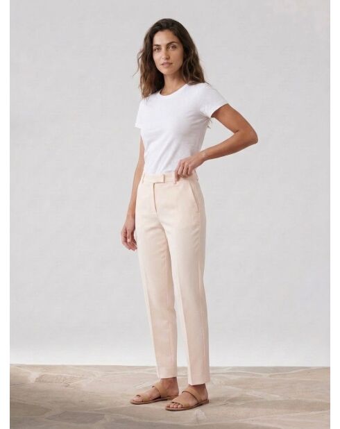 Pantaloni ecru in misto lana fredda
