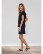 Robe bimatière marine/rouge