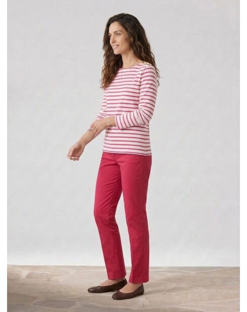 Camiseta de algodón orgánico Parin Marin crudo/rosa