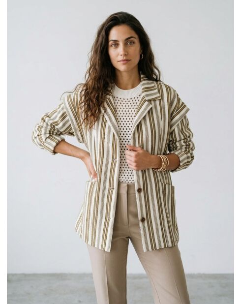 Volta Jacke gestreift roh weiß/braun