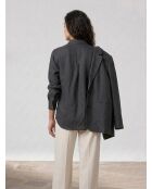 Marineblaues Taschenhemd aus 100% Leinen