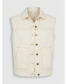 Jeanne ecrufarbene ärmellose Jeansjacke