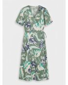 Langes Rollkleid aus 100% Leinen in Khaki/Braun